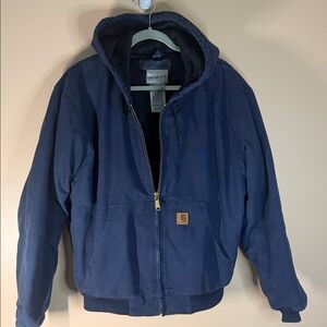 Carhartt Men's Navy Hooded Canvas Jacket